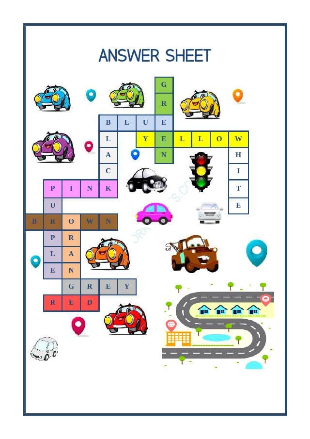 A2ZWorksheets:English-Reading-Crossword -Colours Name