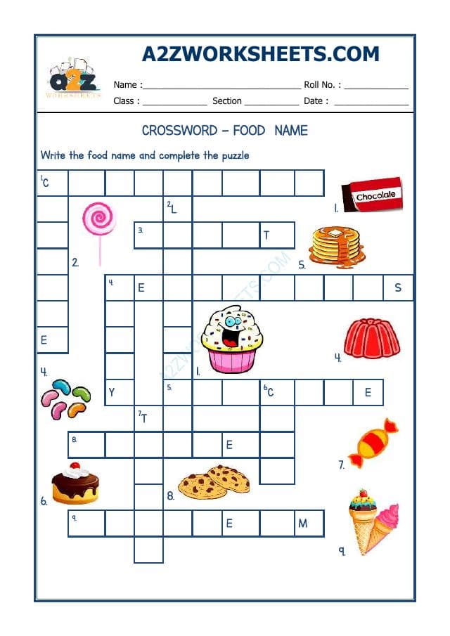 Crossword -Fruits Name