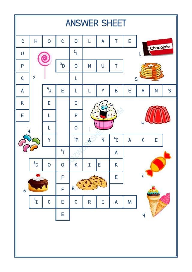 A2ZWorksheets:English-Reading-Crossword -Fruits Name