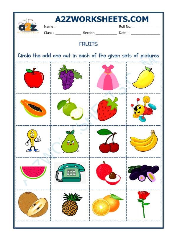 A2ZWorksheets:General Awareness-Logical Reasoning-Kindergarten - Odd One Out-03