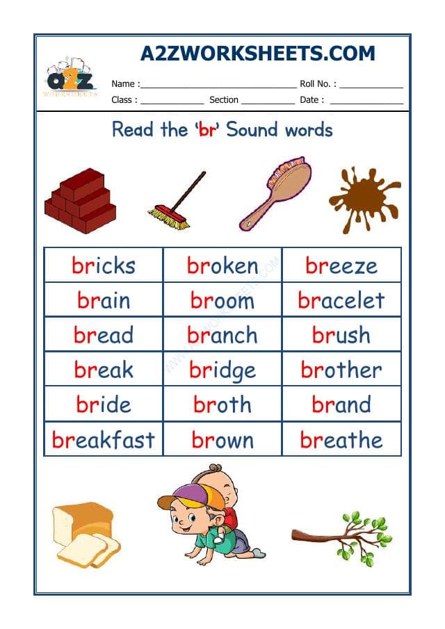 A2ZWorksheets:English-Reading-English Phonics Sounds - 'Br' Sound Words