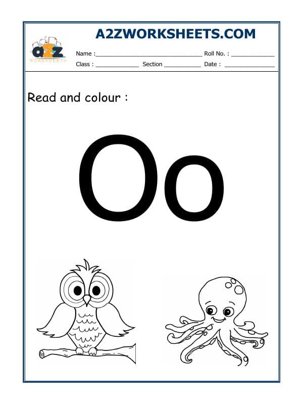 A2ZWorksheets:English-Alphabets-Recognition Of O