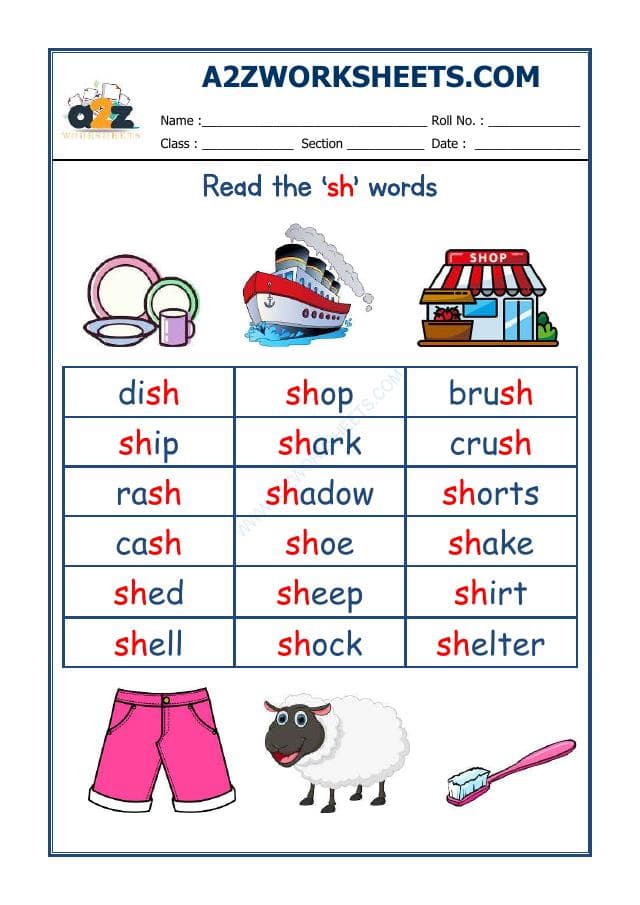 English Phonics Sounds - 'Sh' Sound Words