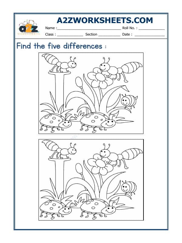 A2ZWorksheets:General Awareness-Logical Reasoning-Find The Difference-01