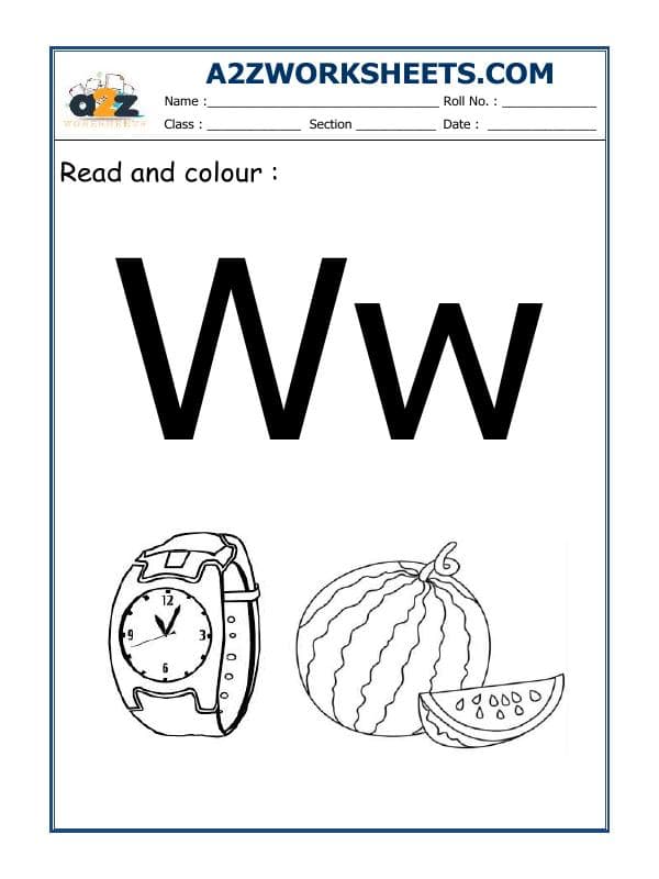 A2ZWorksheets:English-Alphabets-Recognition Of W