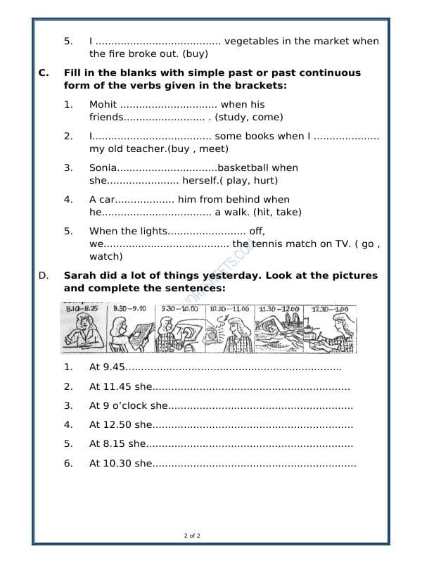 A2ZWorksheets:English-Grammar-Past Continuous Tense