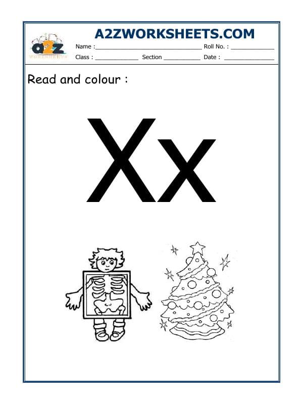 A2ZWorksheets:English-Alphabets-Recognition Of X