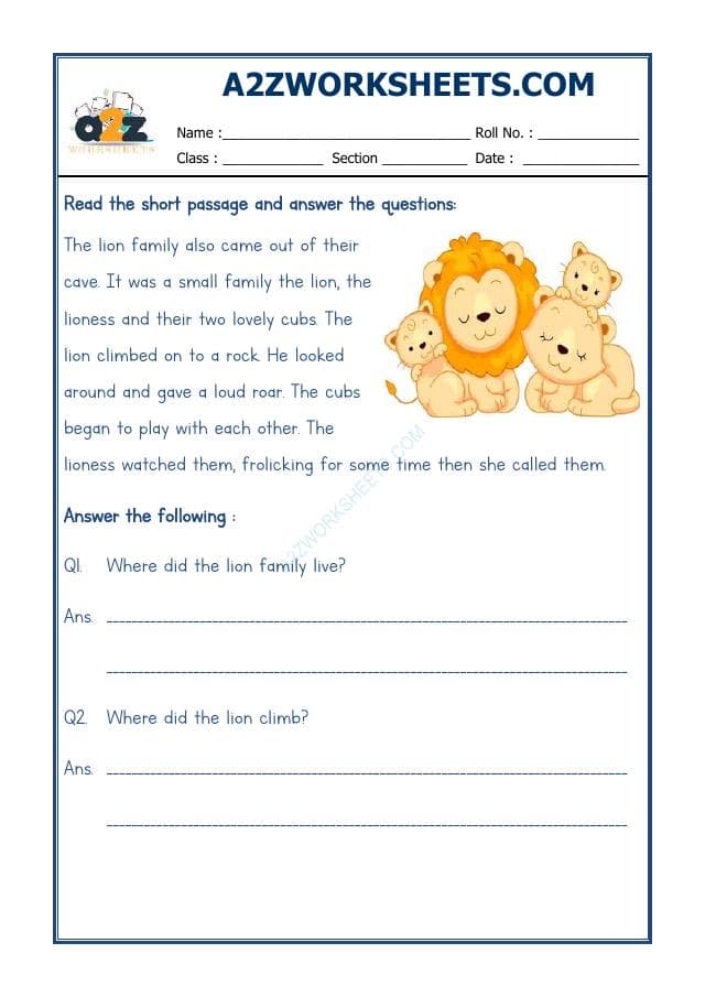 A2ZWorksheets:English-Reading-Comprehension Passage-25