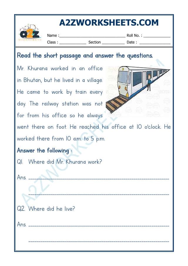 A2ZWorksheets:English-Reading-Comprehension Passage-26