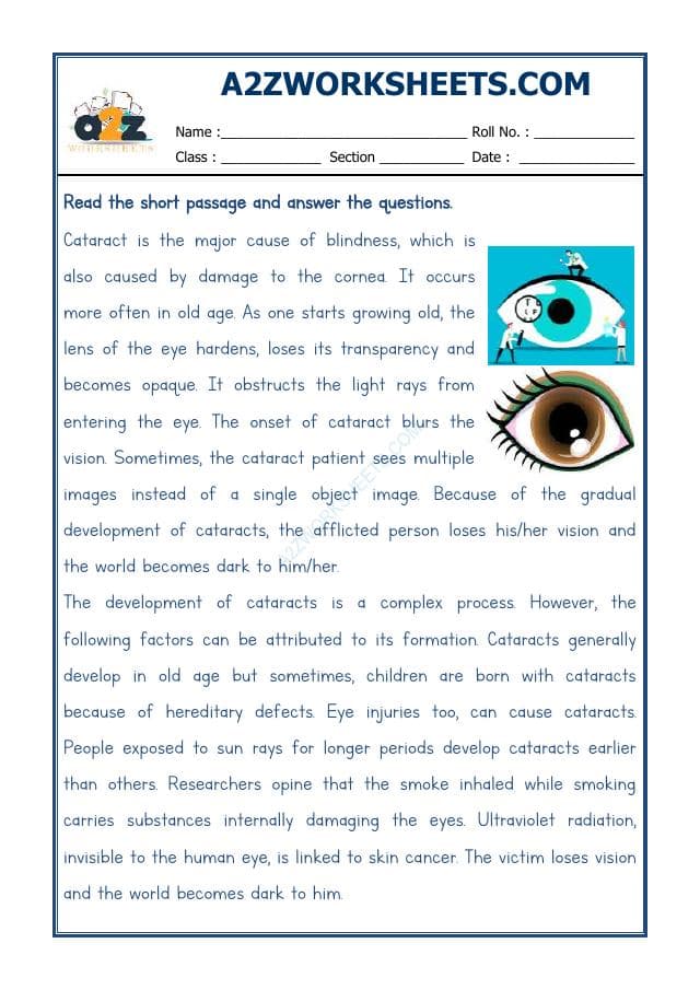 A2ZWorksheets:English-Reading-Comprehension Passage-17