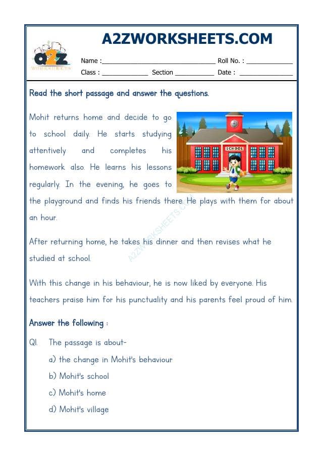 A2ZWorksheets:English-Reading-Comprehension Passage-20