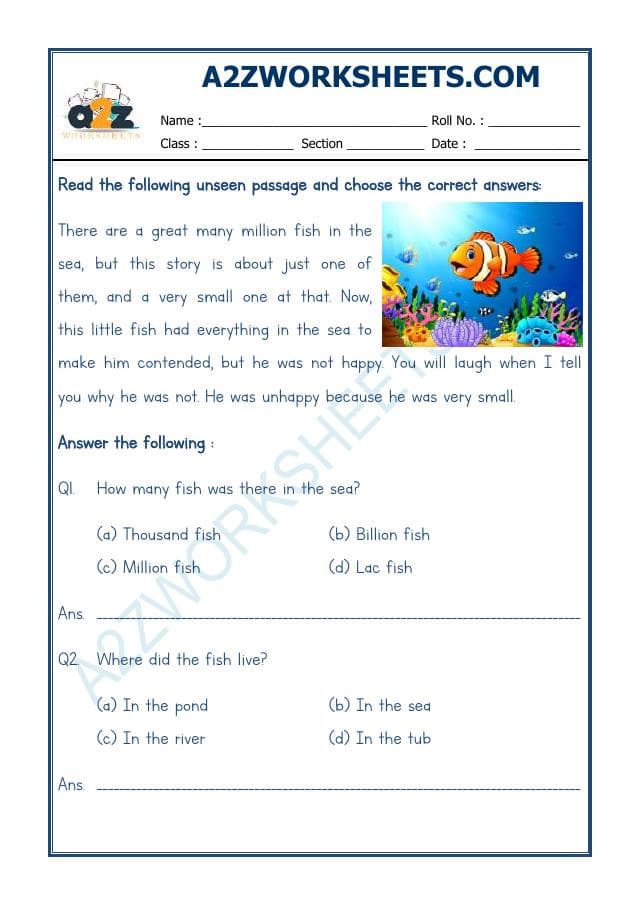 A2ZWorksheets:English-Reading-Comprehension Passage-22