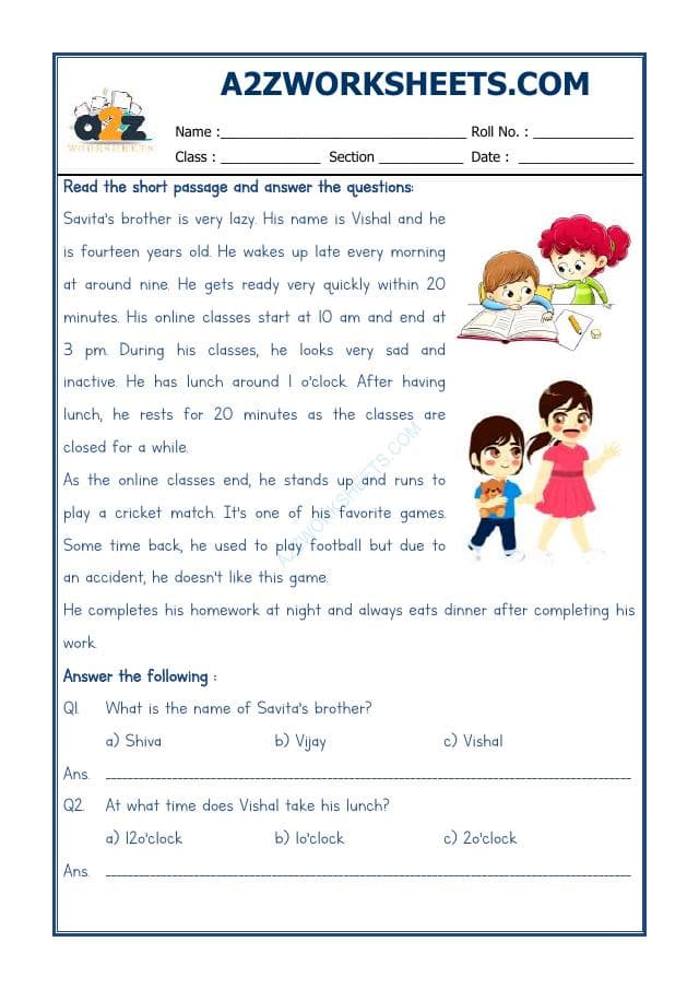 A2ZWorksheets:English-Reading-Comprehension Passage-27