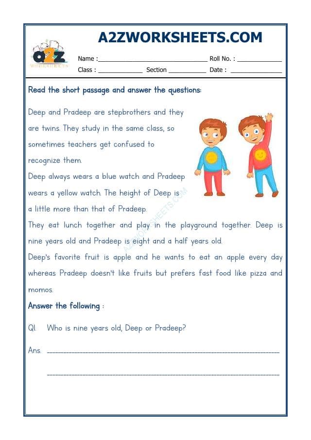 A2ZWorksheets:English-Reading-Comprehension Passage-30
