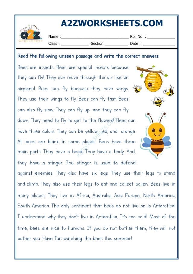 A2ZWorksheets:English-Reading-Comprehension Passage-18