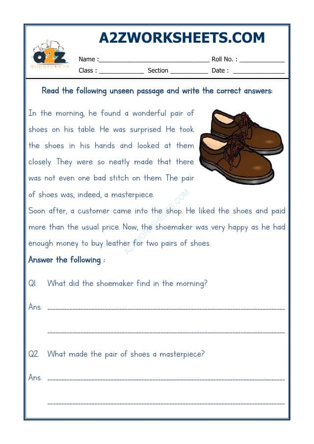 A2ZWorksheets:English-Reading-Comprehension Passage-25