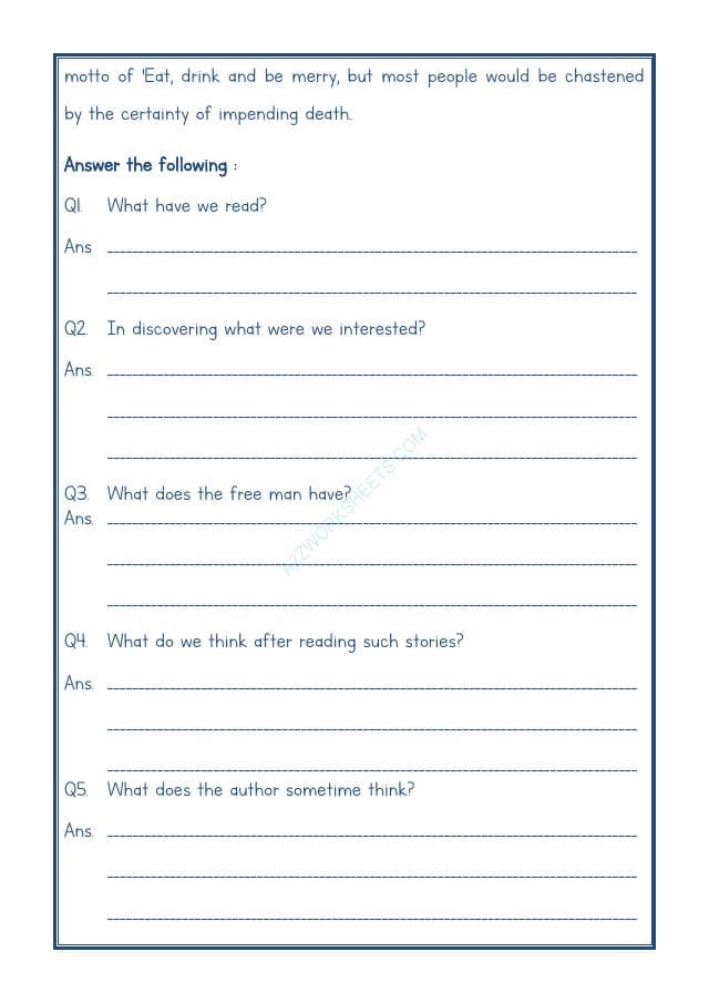 A2ZWorksheets:English-Reading-Comprehension Passage-29