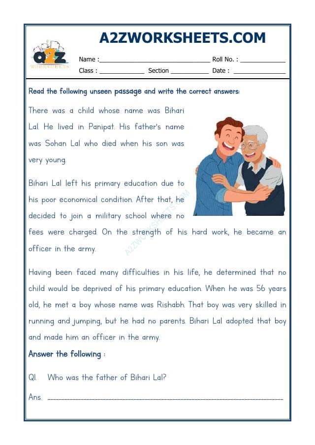 A2ZWorksheets:English-Reading-Comprehension Passage-32