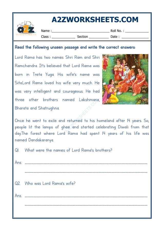 A2ZWorksheets:English-Reading-Class V-Comprehension Passage-33