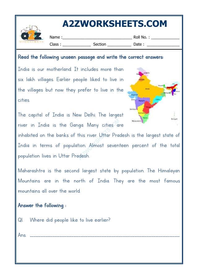 A2ZWorksheets:English-Reading-Comprehension Passage-35