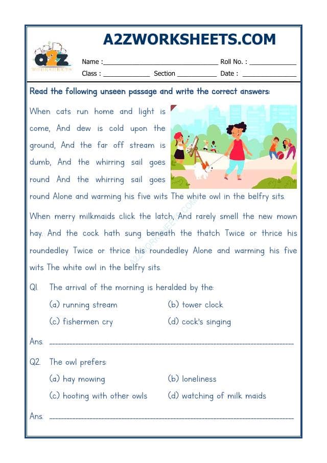 A2ZWorksheets:English-Reading-Comprehension Passage-54