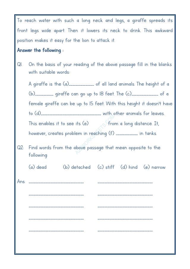 A2ZWorksheets:English-Reading-Comprehension Passage-57