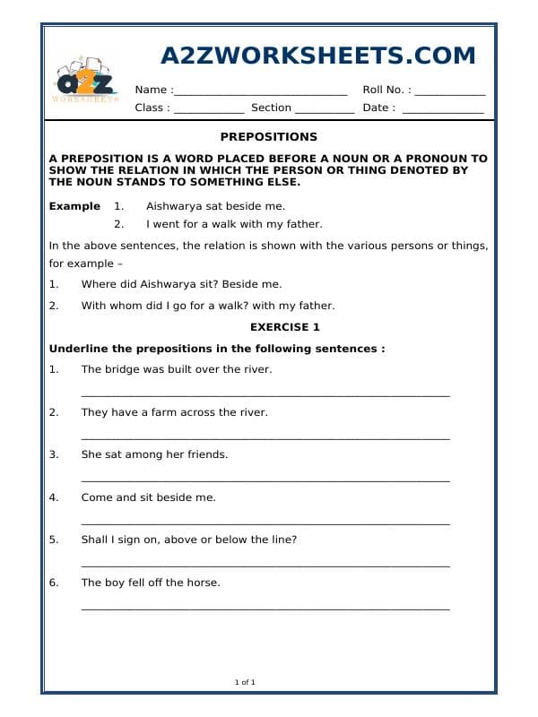A2ZWorksheets:English-Grammar-Let's Practice Prepositions-01