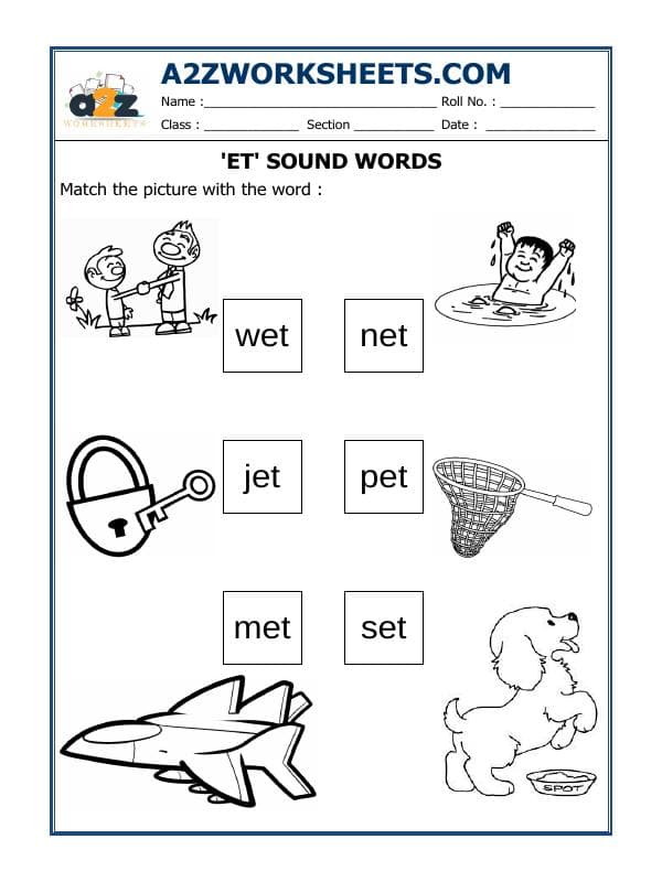 A2ZWorksheets:English-Reading-'Et' Sound Words