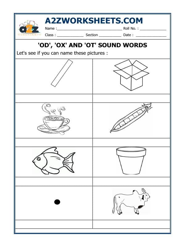 A2ZWorksheets:English-Reading-'Od', 'Ox' And 'Ot Sound Words