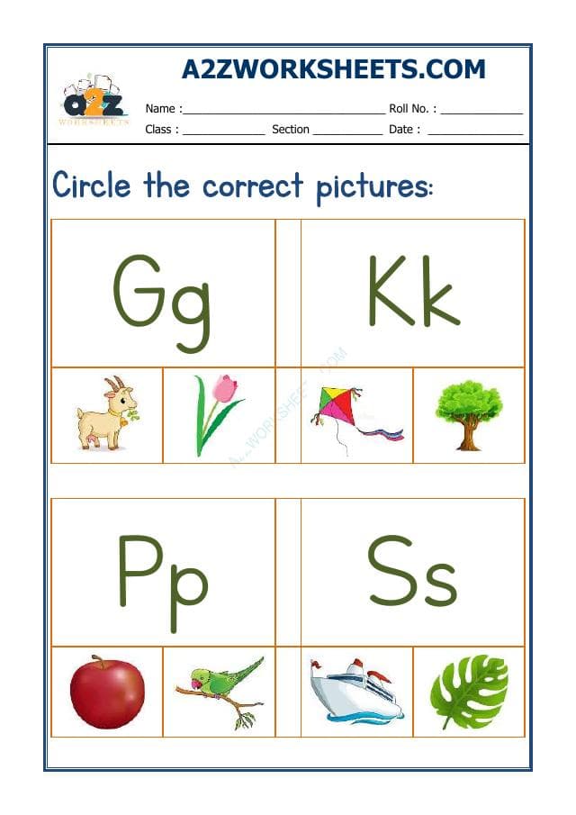 A2ZWorksheets:English-Recognition-Circle The Correct Picture-01