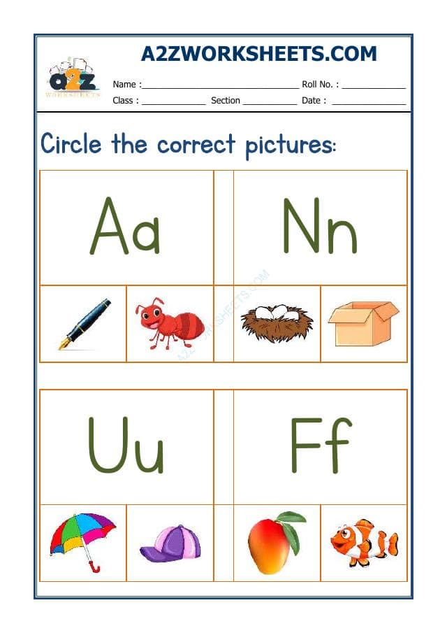 A2ZWorksheets:English-Recognition-Circle The Correct Picture-02