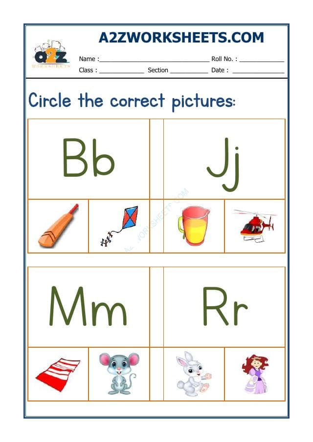 A2ZWorksheets:English-Recognition-Circle The Correct Picture-06