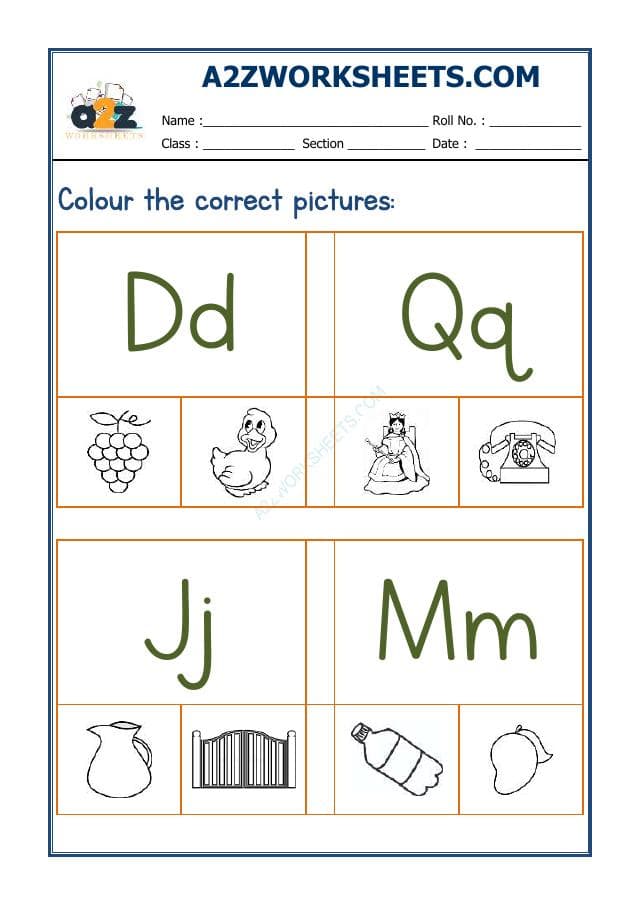 A2ZWorksheets:English-Recognition-Colour The Correct Letter-02