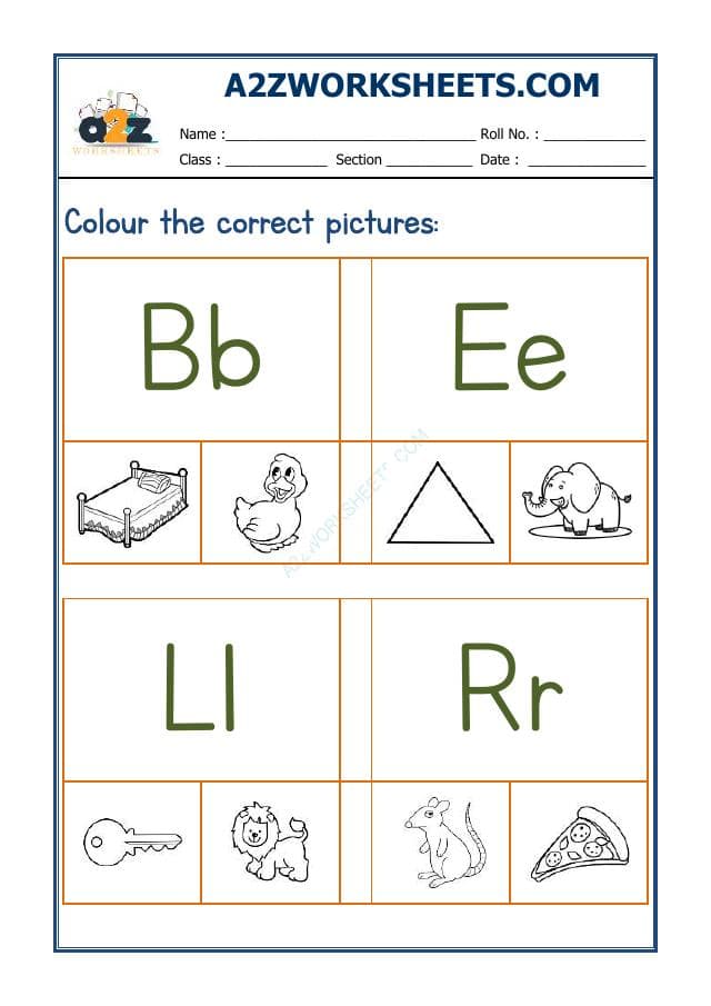 A2ZWorksheets:English-Recognition-Colour The Correct Letter-03