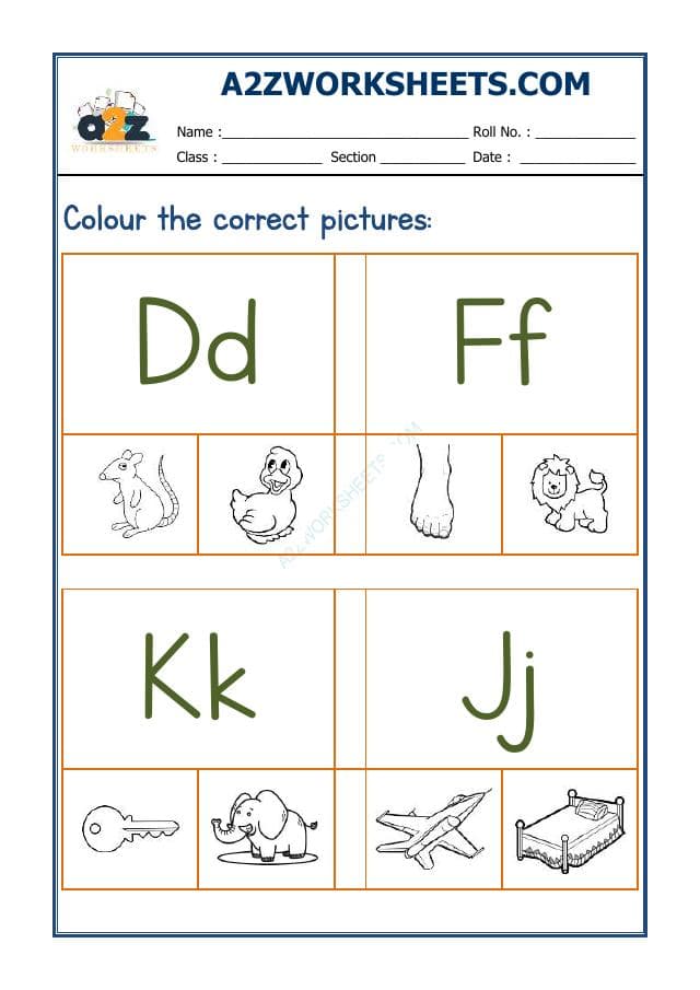 A2ZWorksheets:English-Recognition-Colour The Correct Letter-13