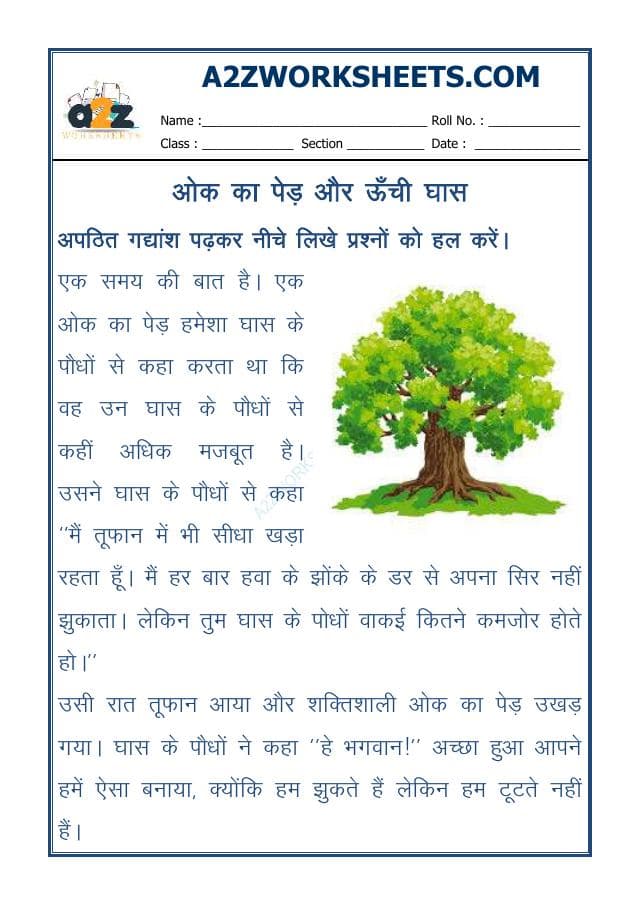 Story-Oak Ka Paid Aur Unchi Ghas