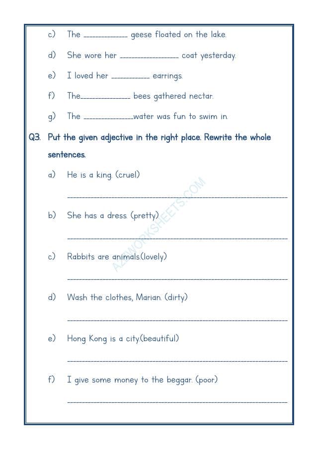 A2ZWorksheets:English-Grammar-English Adjectives Worksheet-10