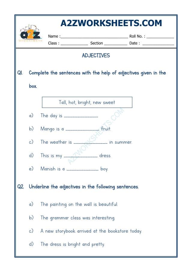 A2ZWorksheets:English-Grammar-English Adjectives Worksheet-11