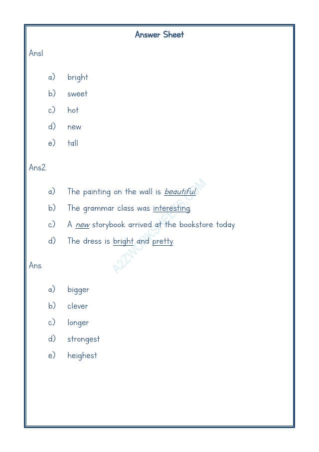 A2ZWorksheets:English-Grammar-English Adjectives Worksheet-11