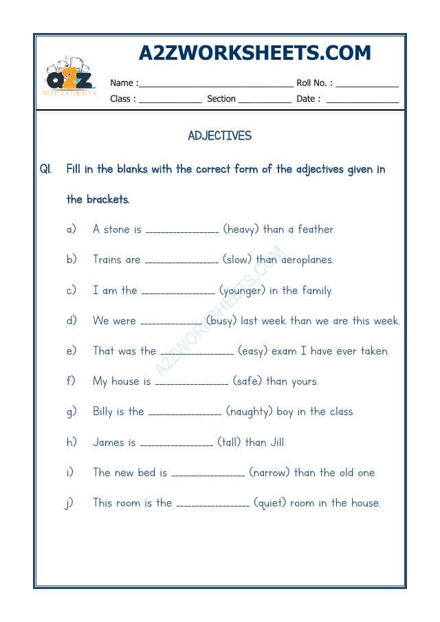 A2ZWorksheets:English-Grammar-English Adjectives Worksheet-12