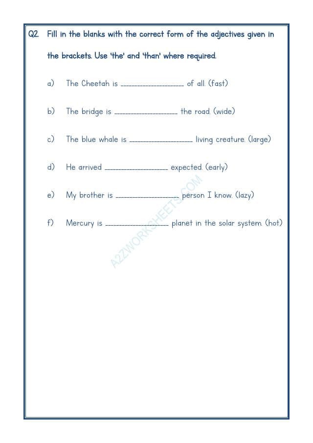 A2ZWorksheets:English-Grammar-English Adjectives Worksheet-12