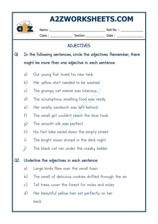 A2ZWorksheets:English-Grammar-English Adjectives Worksheet-13