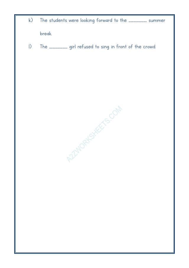 A2ZWorksheets:English-Grammar-English Adjectives Worksheet-14
