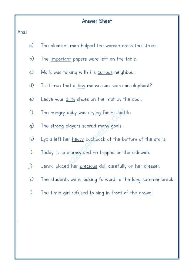 A2ZWorksheets:English-Grammar-English Adjectives Worksheet-14