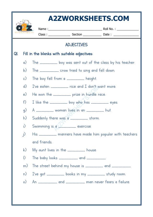 A2ZWorksheets:English-Grammar-English Adjectives Worksheet-05