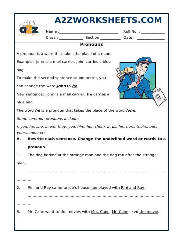 A2ZWorksheets:English-Grammar-Pronouns