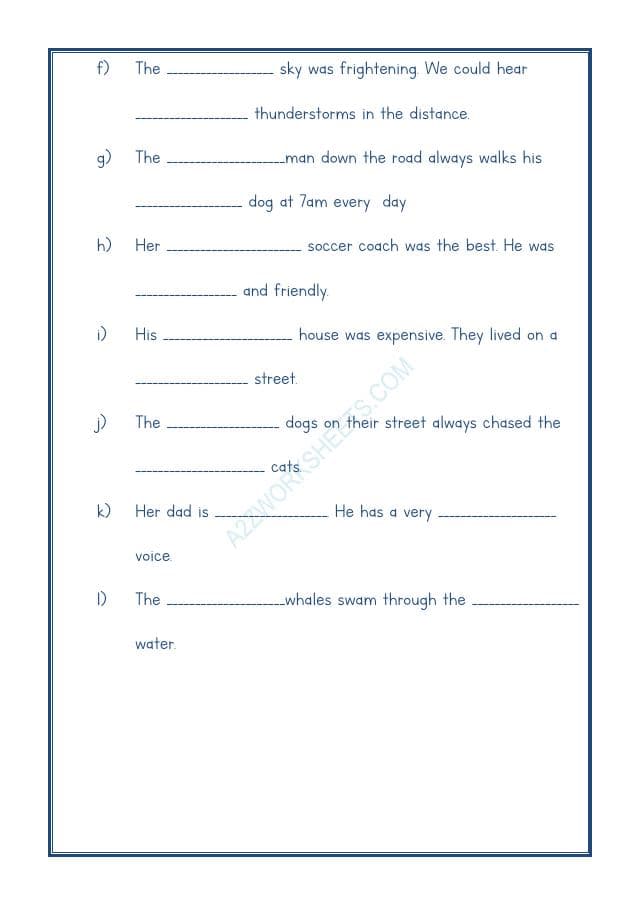A2ZWorksheets:English-Grammar-English Adjectives Worksheet-09