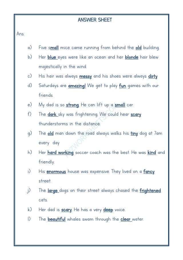 A2ZWorksheets:English-Grammar-English Adjectives Worksheet-09