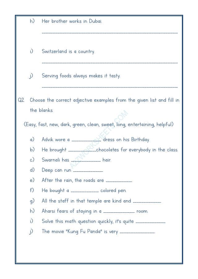 A2ZWorksheets:English-Grammar-English Adjectives Worksheet-10