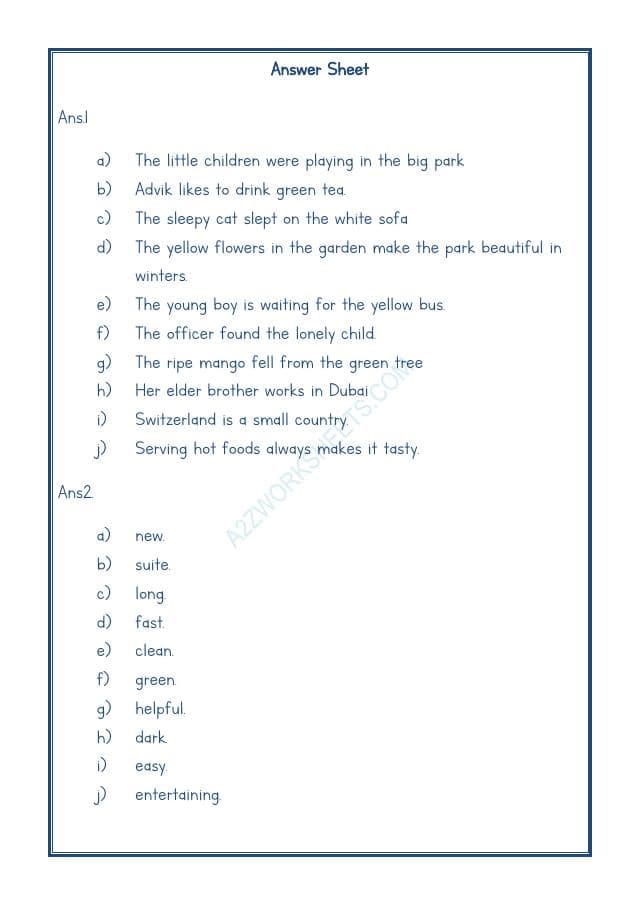A2ZWorksheets:English-Grammar-English Adjectives Worksheet-10